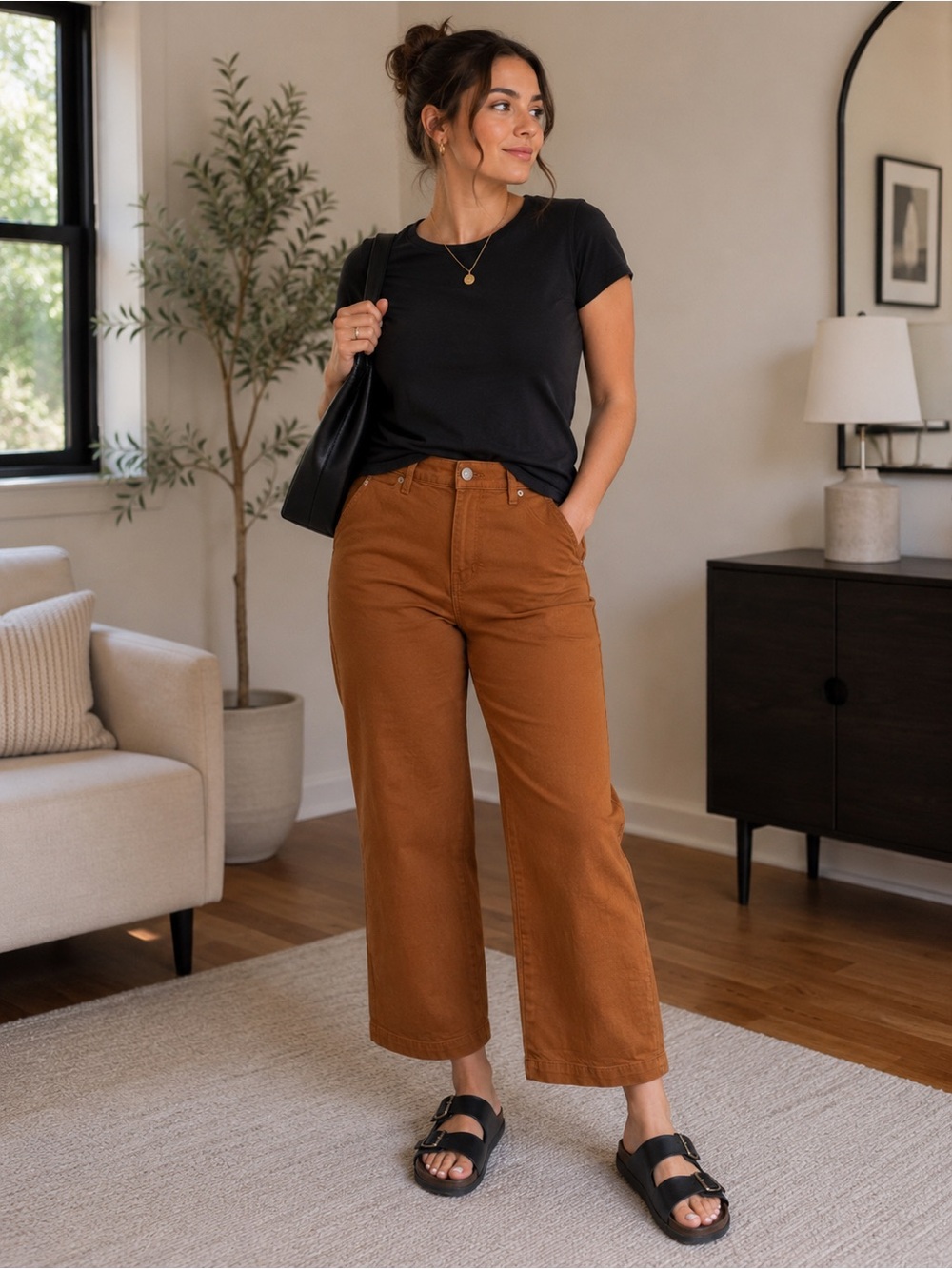 Lucky Brand Mid Rise Wide Leg Crop Jeans Brown Women’s Size 6/28